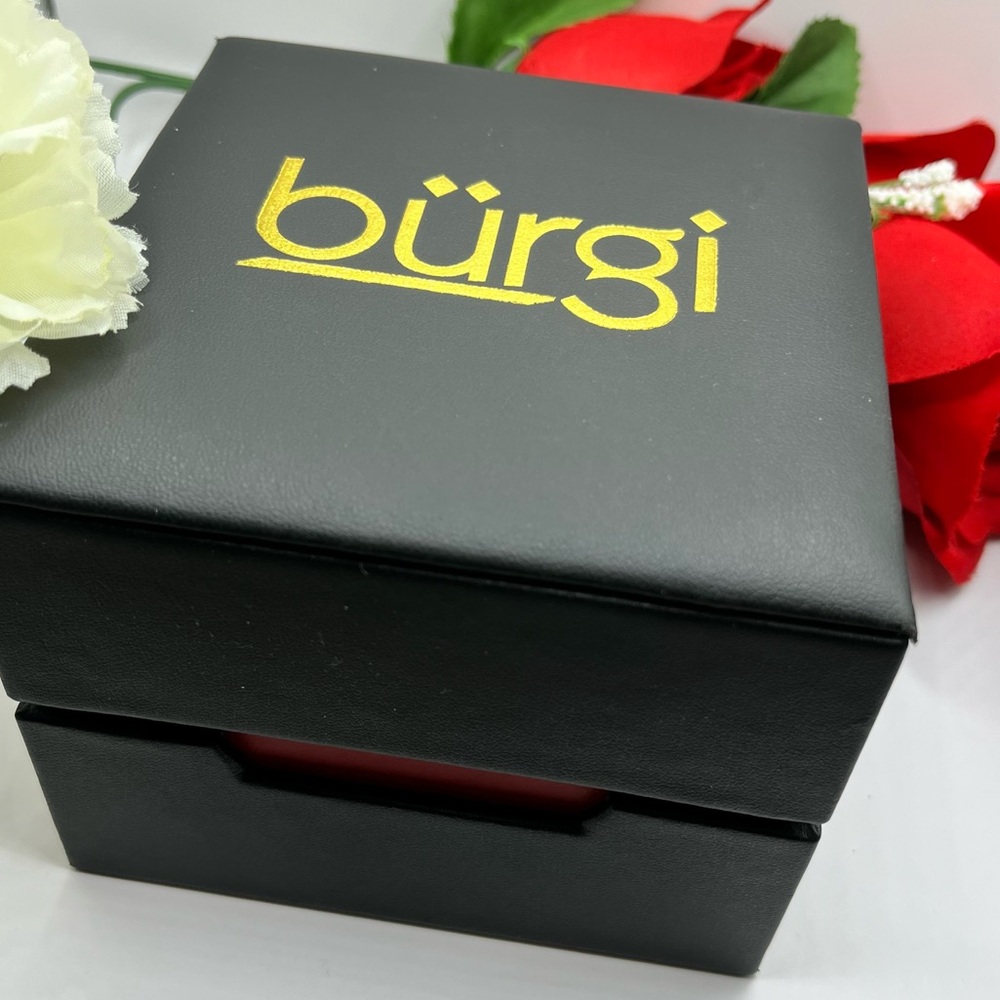 Women's Burgi Flower Engraved Diamond Dial Genuine Leather Strap Watch with box - Picture 15 of 16